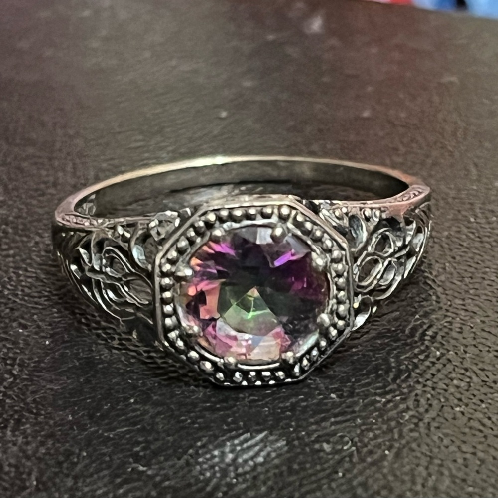 Sterling Mystic Topaz Ring Size 10